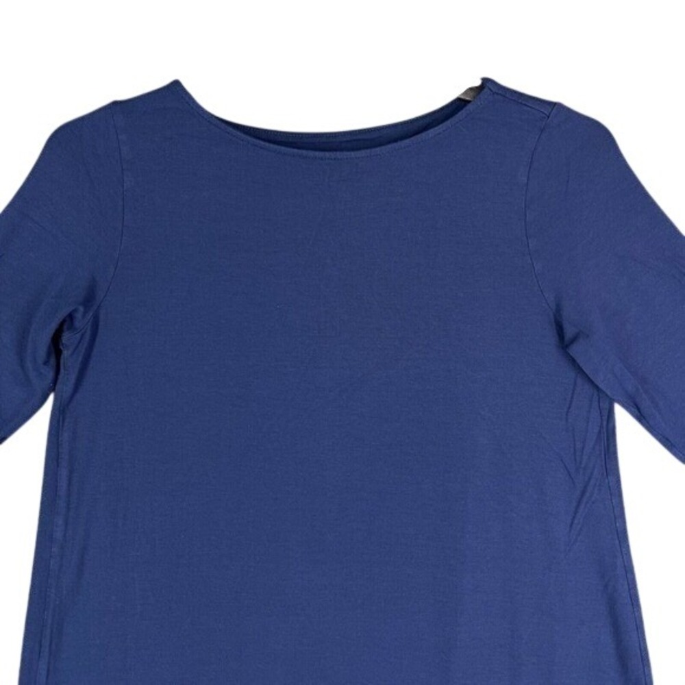 J Jill Shirt Small Womens Blue Oversized Tee Basic 3/4-Sleeve Casual Pleated